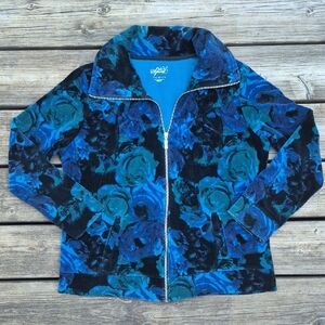 Style & Co. Sport Blue and Black Rose Velour Jacket